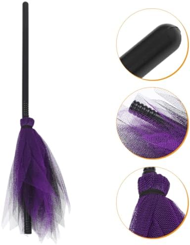 HANABASS Witch Broom for Halloween Plastic Props Boys and Girls Witch Costume Accessory Mesh Design Broomstick