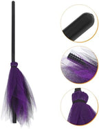 HANABASS Witch Broom for Halloween Plastic Props Boys and Girls Witch Costume Accessory Mesh Design Broomstick