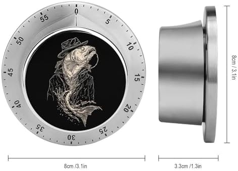 Catfish Wearing A Hat and Jacket Kitchen Timer 60 Minute Mechanical Countdown Wind Up Timers for Home Outdoor