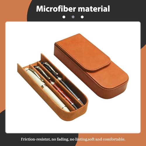 Leather Triple Pen Case Pencil Pouch Holder for Three Fountain Ballpoint Rollerball Pens and Pencils Gift Choice for Man/Woman/Office (brown)
