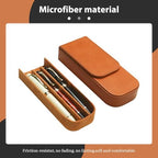Leather Triple Pen Case Pencil Pouch Holder for Three Fountain Ballpoint Rollerball Pens and Pencils Gift Choice for Man/Woman/Office (brown)