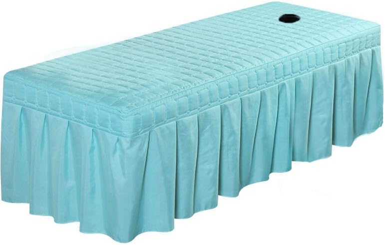 1pcs Solid Beauty Salon Bedskirt ONLY for Salon Massage Table Bed Sheet Bedspread SPA Beauty Bed Sheet Full Cover with Hole, 74.8x31.4inch (SkyBlue)