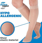(3 Pairs - Closed Toe) Made in USA - Compression Socks for Women 15-20mmHg - Sheer Compression Knee High Stockings for Post Surgery, Pregnancy, Arthritis, Edema - Nude, Large - A101NU3-3