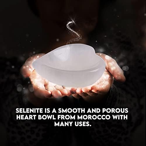 Selenite Crystal Heart Shape Bowl 10cm, Reiki Healing Meditation & Home Decoration Stone, Ideal for Cleansing and Smudging