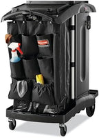 Rubbermaid Commercial Products 9-Pocket Housekeeping Cart Organizer, Black, Garbage Bin Caddy for Cleaning Supplies, Compatible with Any Cart for Spray Bottles/Supplies/Brushes/Liners/Bags