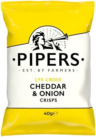Pipers Crisps Lye Cross Cheddar & Onion 40g (Pack of 24)