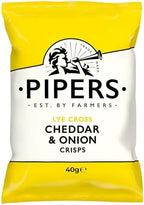 Pipers Crisps Lye Cross Cheddar & Onion 40g (Pack of 24)