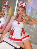 Women’s Sexy Nurse Lingerie Cosplay Costume Outfit Fancy Dress Bodysuit Ladies Nurse Uniform Nightwear Set