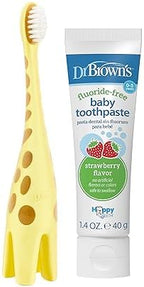 Dr. Brown's Infant-to-Toddler Toothbrush, Giraffe & Strawberry Toothpaste Set