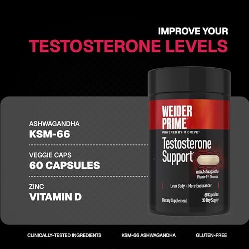 Weider Prime | Support for Men | - Supports Energy, Strength, Focus, Stress, Lean Muscle - 60 Capsules