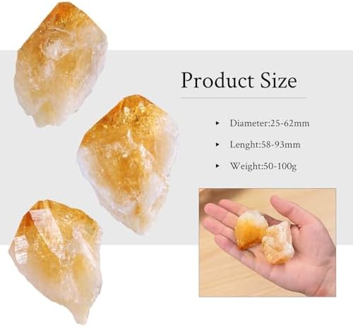 Sportmusies Natural Citrine Cluster Fengshui Reiki Decoration for Home Office, Irregular-Shaped Raw Citrine Crystal Specimen, 2.28-3.66 inches