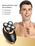 Electric Shavers for Men - 5 in 1 Bald Head Shavers for Men, 5D Floating Cordless USB Rechargeable Rotary Razor Multifunctional Grooming Kit Beard Trimmer Waterproof Wet and Dry with LED Display