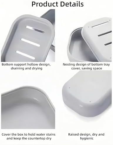 4 Pack Plastic Soap Dish,Double Layer Soap Container Draining Soap Holder,Multi-Functional Soap Holder for Shower/Bathroom or Kitchen