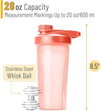 Mr. Pen- Shaker Bottles for Protein Mixes with Twist Cap, 28 oz, Coral Pink Protein Shaker Bottle with Wire Whisk Ball, Shaker Cup, Mixer Bottle