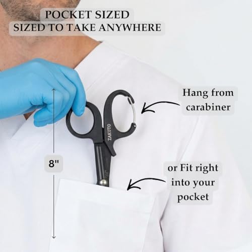 Trauma Shears 2 Pack with Carabiner Clip – 8” Heavy Duty EMT Nurse Scissors, Surgical Medical Bandage & Paramedic Shears for First Aid Emergency, Stainless Steel Non-Stick Blades