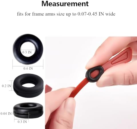 Eyeglass Ear Grips Silicone Eyeglass Temple Tips Sleeve Retainer, Anti Slip Round Glasses Retainer for Sunglasses, Black 12 Pairs