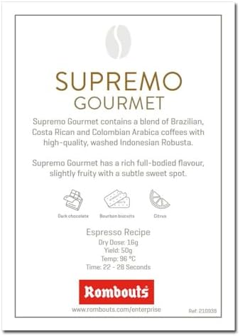 Rombouts professional Supremo Gourmet roasted coffee beans 1kg/ 2.2lbs