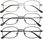 Eyekepper 3-pack Reading Glasses Men Women Metal Full Frame Readers +1.5