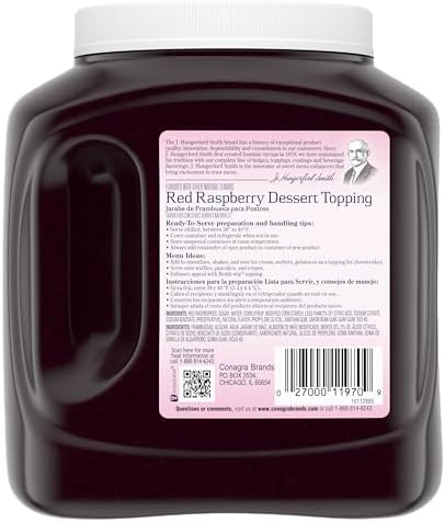 J. Hungerford Smith Red Raspberry Dessert Topping, 122 oz Wide Mouth Jug, 3 Pack