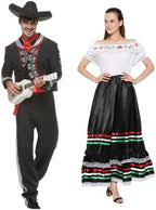 FantastCostumes Women Traditional Mexican Dress Lace Flower Senorita Costume Festival Party Spanish Dress
