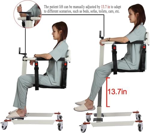 Patient Lift Transfer Chair, Patient Lift for Home, Patient Transfer Lift Wheelchair, Wheelchair Lift for Car, Lightweight Bedside Bathroom Wheelchair for Elderly, 275lbs