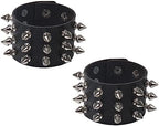 Fuqimanman2020 Punk Leather Spike Rivet Bracelets Set Faux Studded Cuff Bangle Goth Black Wristband Strap for Men Women Biker Halloween Party Deco Jewelry