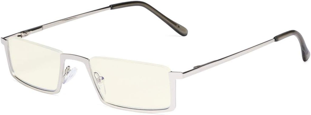 Eyekepper Computer Reading Glasses,UV420 Protection Blue Light Filter,Half-rim Readers,Silver +1.75