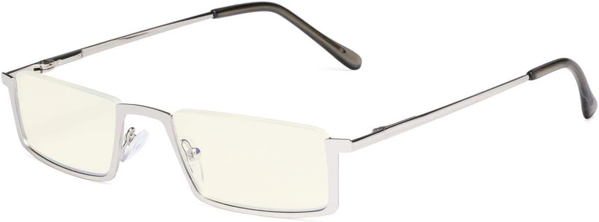 Eyekepper Computer Reading Glasses,UV420 Protection Blue Light Filter,Half-rim Readers,Silver +1.75