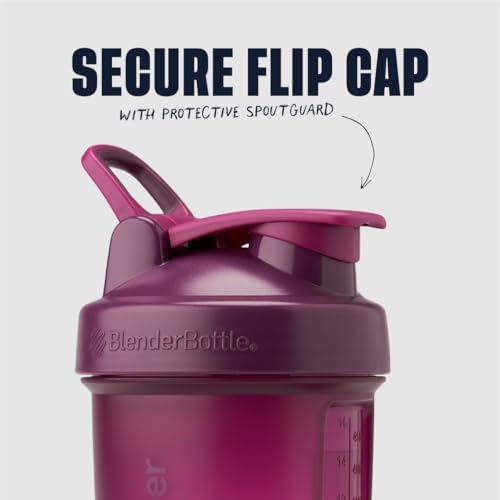 BlenderBottle Shaker Bottle with Pill Organizer and Storage for Protein Powder, Classic V2 ProStak System, 22-Ounce, Plum