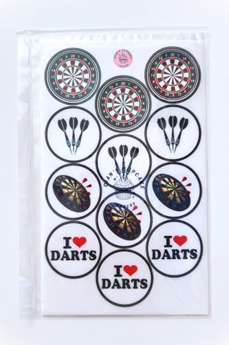 Darts Edible Cupcake Toppers, Darts Theme Edible Cake Decorations, Dartboard Cake Topper Decorations, Sports Birthday Party Cookie Decor 24 x 1.5 Inch 4cm PRECUT