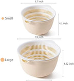 2 in 1 Kitchen Colander Set with Bowl Strainer (2 Sets 2.5 Qt),BPA Free Plastic Fruits and Vegetable Washing Basket,Dishwasher Friendly Double Layered Drain Basin,for Pasta Salad Berry Cleaning Mixing