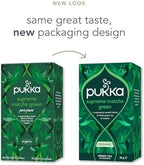 Pukka Supreme Matcha Green Organic Herbal Tea, Energizing Infusion With Matcha Powder, Ideal For Daily Vitality, Caffeine Free, 80 Total Tea Bags (20ct - Pack of 4)