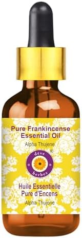 Deve Herbes Pure Frankincense Essential Oil (Alpha Thujene 70%) Boswellia serrata with Glass Dropper Steam Distilled 100ml x 2 (6.76 oz)