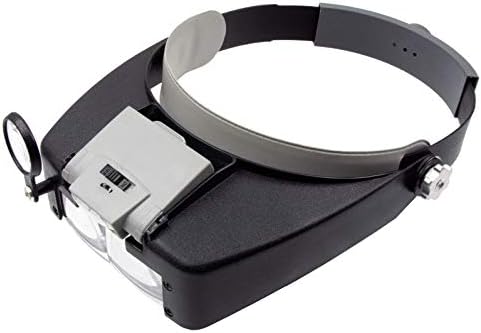 Zega Crafts Headband Magnifier w/ 3 Multi-Depth Magnifying Lenses & Detachabe Worklight