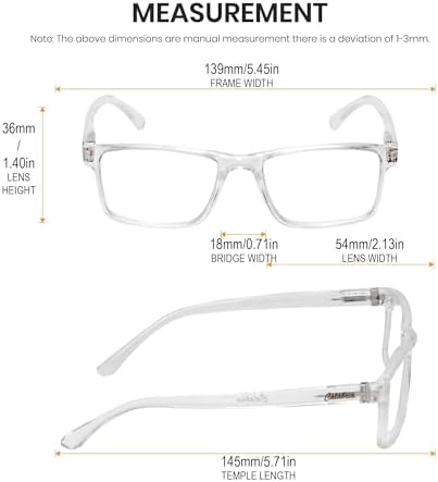Calabria L2007 Designer Rectangular Reading Glasses Men Women Single Power Readers Stylish Trendy Durable Modern Eyeglasses