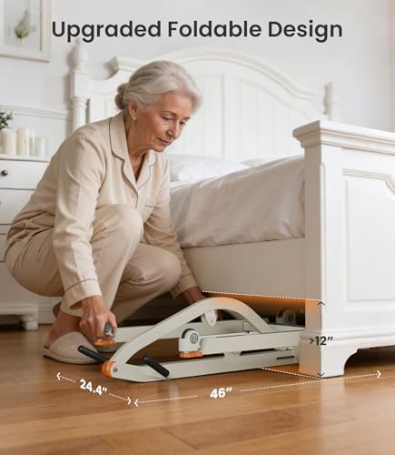 VOCIC Electric Patient Lift for Home, Floor-to-Bed Transfer Aid Lift Chair for Elderly, Foldable Patient Lift with Wireless Lithium Handset, Manual Emergency, 330lbs Capacity, Includes Sling, AY05