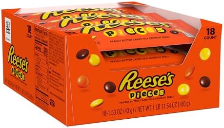REESE'S PIECES Peanut Butter in a Crunchy Shell, Candy Bags, 1.53 oz (18 Count)