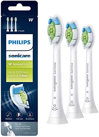 Philips Sonicare W DiamondClean - Genuine Replacement Electric Toothbrush Heads, White, 3 Pack, HX6063/65