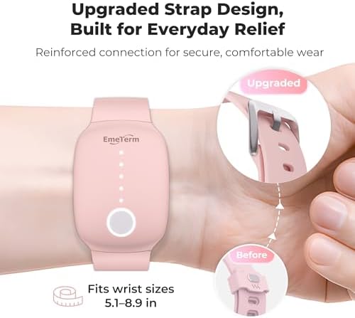EmeTerm Fashion FDA-Cleared Relieve Nausea Electrode Stimulator Morning Sickness Motion Travel Sickness Vomit Relief Rechargeable No Gel Drug Free Wrist Bands Without Side Effects
