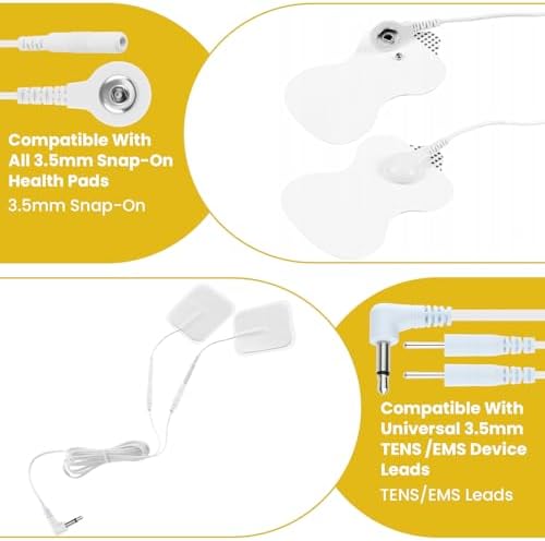 6 Pcs TENS Wires Pin Electrode DC 3.5mm Plug Cables, Electrode Lead Wire Adapters, Featuring Pin & Snap Connections for TENS, EMS, IF Units