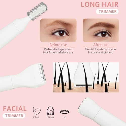 Electric Razors Shaver for Women - 4 in 1 All-in-One Face/Body Trimmer and Shaver Set, Waterproof Pubic Hair Trimmer Facial Hair Remover, Eyebrow & Foil Trimmer, Rechargeable Women's Grooming Kit 8866