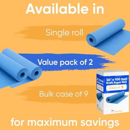 36" x 1200" (100 ft) Dark Blue Kraft Paper Roll (Value Pack of 2), 45 lbs Thickness, Made in USA Colored Kraft Paper for School, Bulletin Board - Odorless, Non-Toxic, Safe for Kids