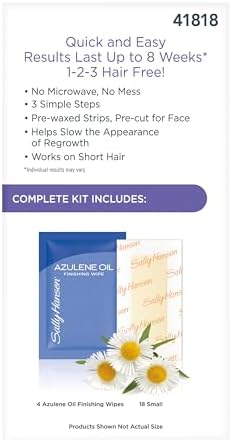 Sally Hansen Face Hair Removal Wax Strips Kit | At-Home Use 18 Count