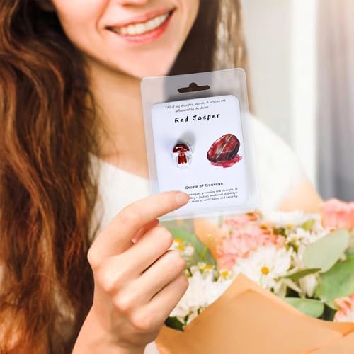 Mushroom-Shaped Crystal Gemstone Collection (Red), Polished Gemstones for Decoration, Soothing Ambiance, and Special Gifts 3