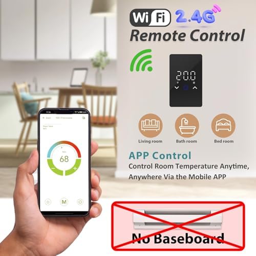 MAXKOSKO 1PC WiFi Smart Thermostat for Electric Floor Warming System with Touchscreen LED Display 120V/240V, Easy Connection & Energy Saving Home Programmable Thermostat Black