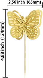 Gyufise 24 Pack 3D Butterfly Cupcake Toppers Assembled Double Layers Gold Glitter Butterfly Cupcake Picks Decorations for Baby Shower Kids Birthday Party Supplies