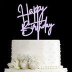 JIEEIN Happy Birthday Cake Topper - Birthday Party Decoration, Purple Acrylic