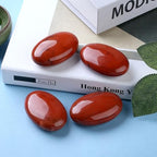 DUQGUHO Red Jasper Stone Palm Stone 2.4'' Red Stone Natural Healing Crystal Worry Stone Energy Balancing Polished Stones Blessing Gifts Boho Pocket Stone 1PCS