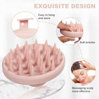 Meartchy Silicone Scalp Massager, Scalp Scrubber for Hair Growth with Soft Bristles, Scalp Exfoliator Brush Dandruff Removal Shampoo Brush for Wet Dry Scalp Care (Light Pink)
