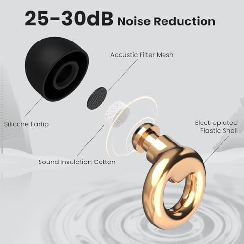JUSTRVN Ear Plugs for Sleeping,2 Pairs of Stylish Reusable Noise Reduction Earplugs with 8 Pairs Tips & case,Hearing Protection Earplugs for Concert,Travel,Work,Live Events - 25dB-30dB